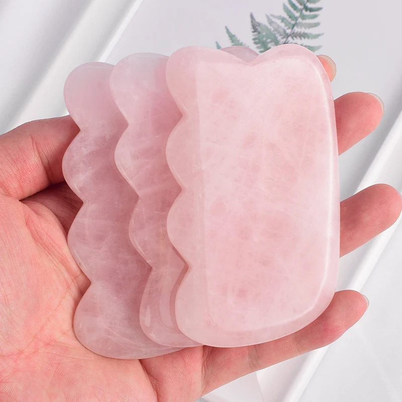 

TOP A Class Face Jade Massager Scraper Natural Rose Quartz Guasha Scratch Acupuntura Point for Foot Back Head Neck Massage Stone