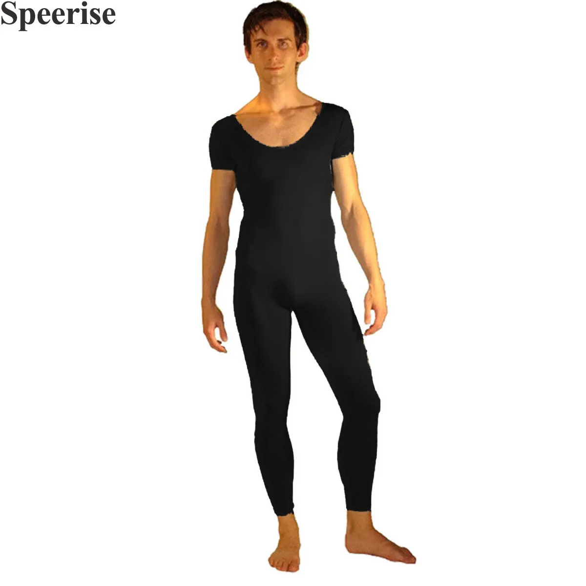 

Adult Tights Ballet Dancewear Warmup Short Sleeve Jumpsuit Man Lycra Spandex Leotard Suits Large Size One-piece Fitness Clothing