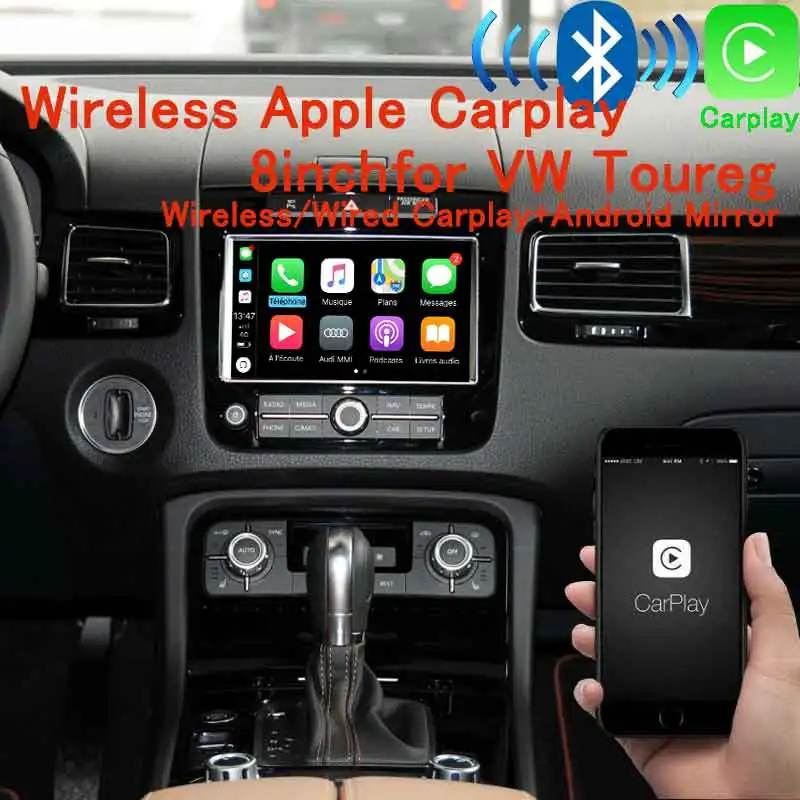 Sinairyu Wifi беспроводной Apple Carplay для 2010- Volkswagen Toureg Golf с iOS13 Android зеркало Android авто зеркало в форме яблока - Color: 8.0inch