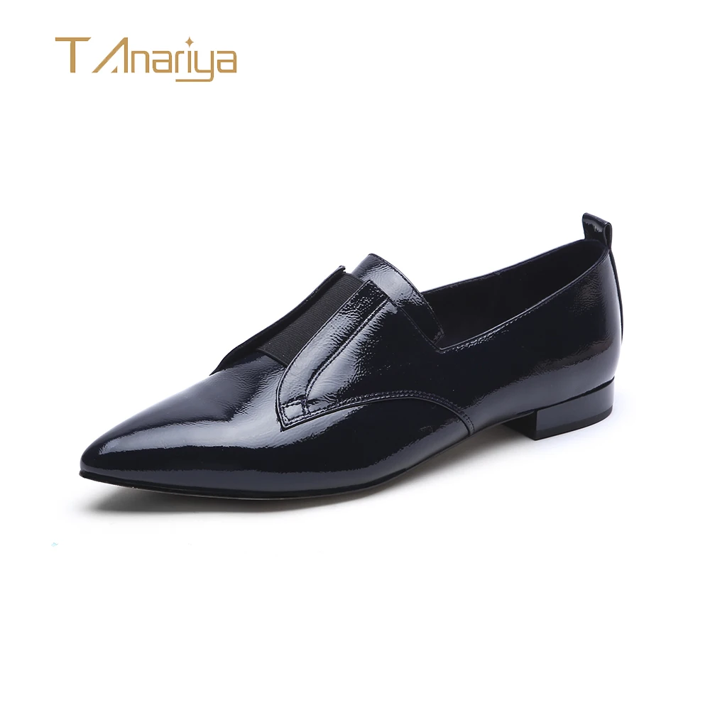Новые кожаные лакированные туфли Tanariya Королевского синего цвета с острым носком