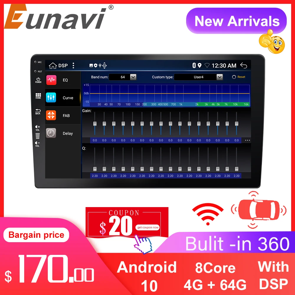 

Eunavi 2 Din Universal Android car radio 10 inch touch screen Multimedia Player Universal GPS navigation Autoradio Stereo Video