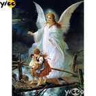Полноразмерная квадратнаякруглая Алмазная вышивка Ангел хранителя 5D Бриллиантовая фотография домашний Декор подарок AX3082