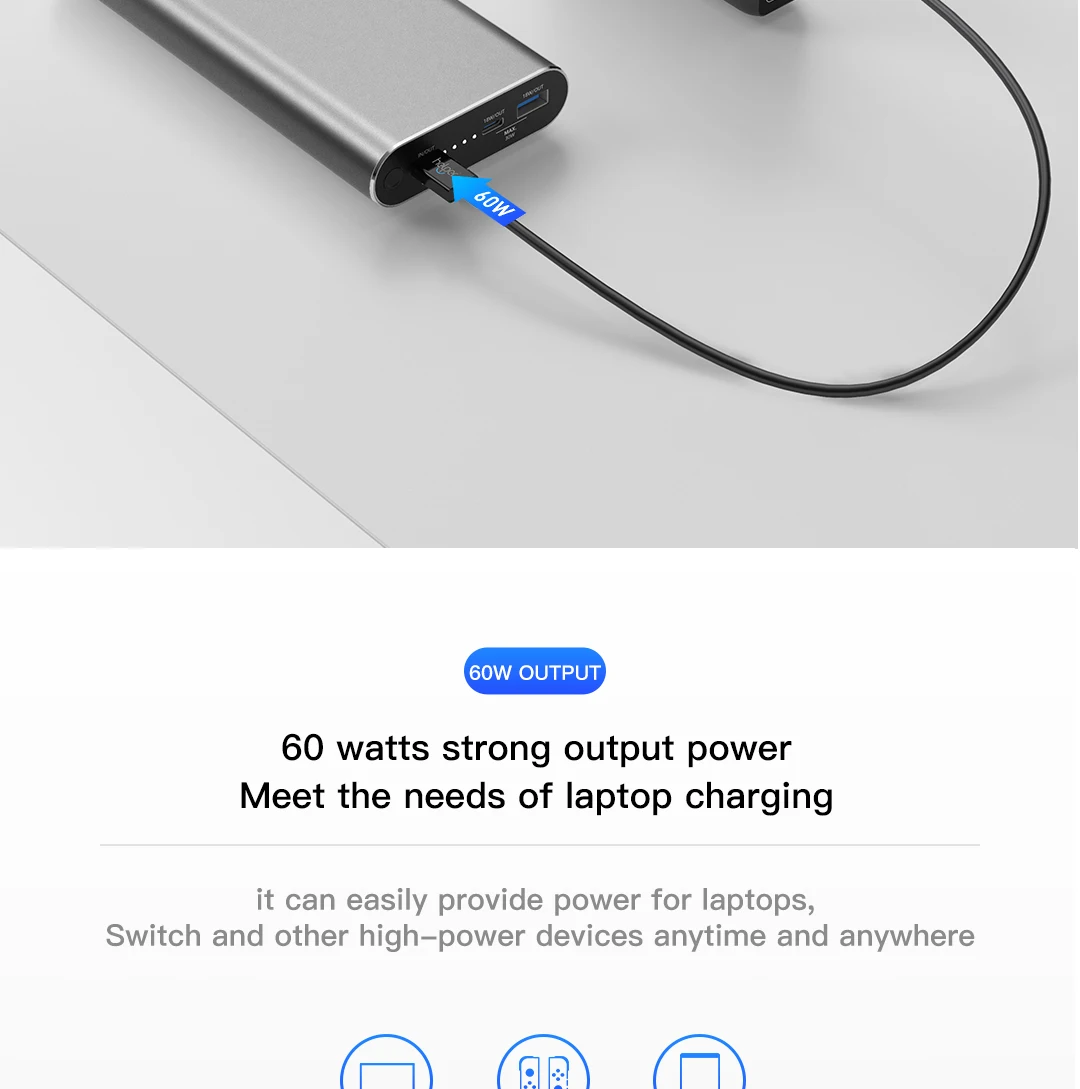 Powerbank 20V 2.25A 3.25A 45W 65W PD+ QC с входом/выходом usb type-C и выходом QC для ноутбуков Xiaomi Air HUAWEI usb type-C