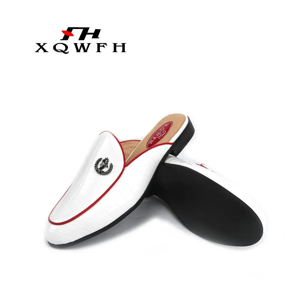 Summer Men's White Leather Slippers Indoor Comfortable Breathable Male Slipper Outdoor Men Beach Shoes Flax Lovers | Обувь