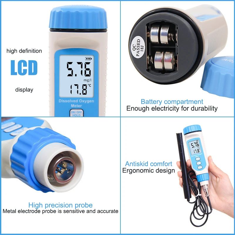 Digital Dissolved Oxygen Detector Portable Fish Pond Analyzer Pen Tester Meter Analyzers for Soil-free Ggrowing TB Sale | Инструменты