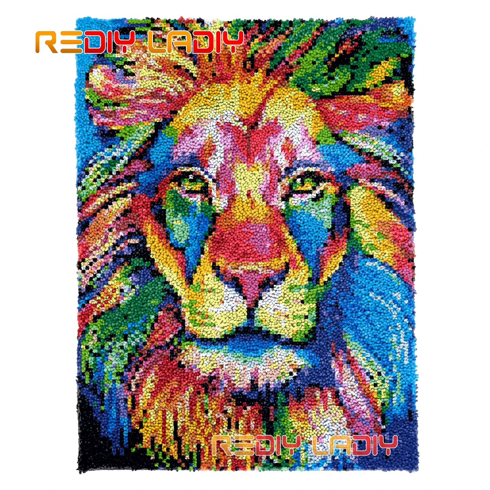 

DIY Carpet Rug Kits Rainbow Lion Seat Cushion Latch Hook Rug Thick Yarn Needlework Crocheting Tapestry Knotted Floor Mat Crafts