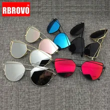 RBROVO 2021 Brand Designer Cat Eye Sunglasses Women Vintage Metal Reflective Glasses For Women Mirror Retro Oculos De Sol Gafas