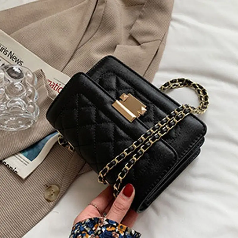 

New Pu Leather Women Chain Underarm Crossbody Bag Retro Solid Color Ladies Handbags Fashion Design Girls Small Shoulder Bags
