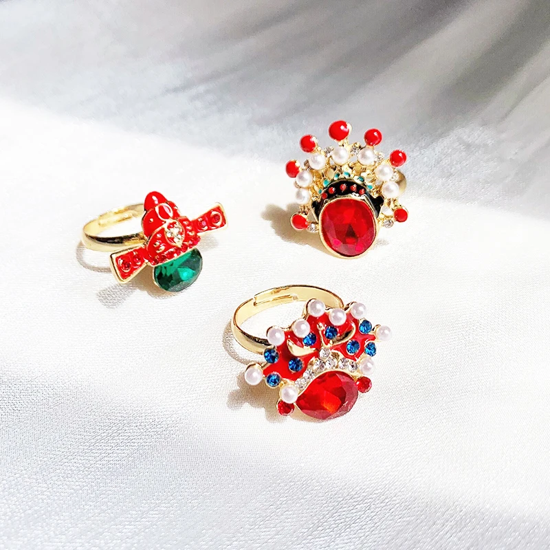 Новинка имитация жемчуга Пекинская опера милые кольца винтажные стразы Сычуань