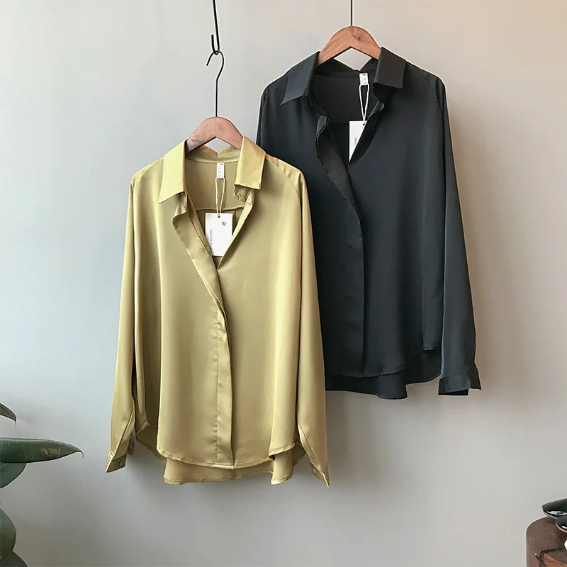 

2021 Spring Women Blouse Office Lady Working Wear Soft Tops V Neck Pullovers Solid Color Loose Blusas Mujer Dropshipping