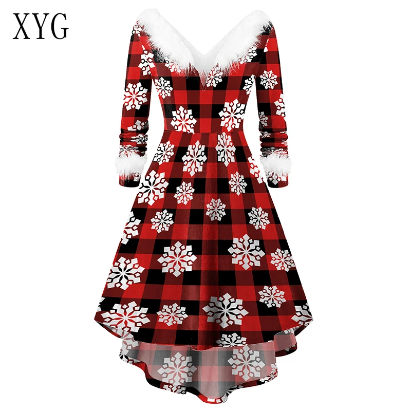 

Celebrity Dresses Long Sleeve Casual Plus Size Print Black Winter Christmas Dresses Sexy Robe Swing Elegant Party Vintage Dress