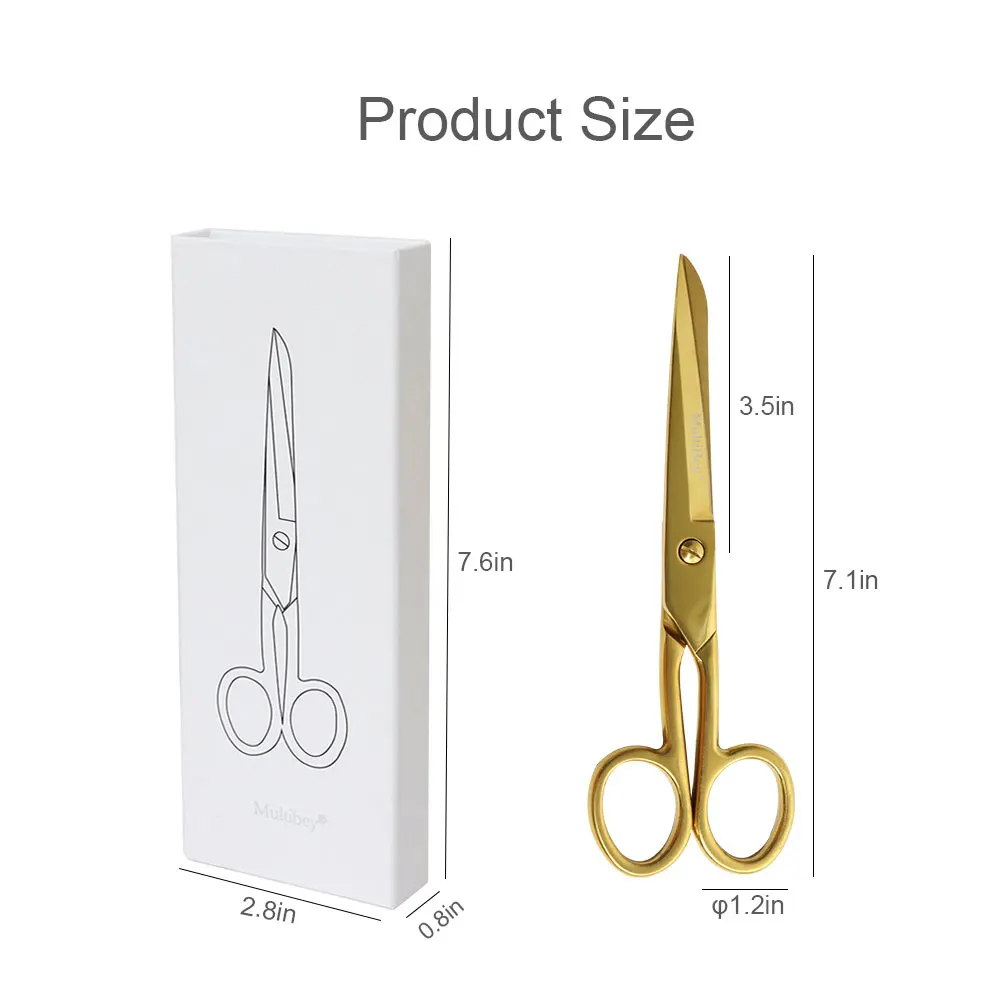 7inch Golden Silver Scissors Pen Holder Cutter Tailor Fabric Paper Cutting Tools Craft Shear Workplace Office Student Stationery