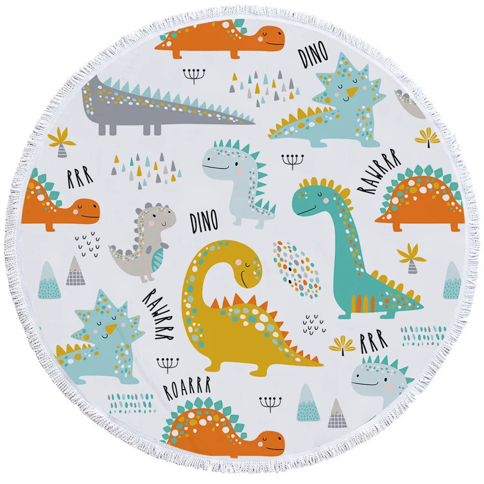 009 - Towel Постельное белье Outlet динозавр круглый пляжное полотенце Jurassic гобелен дети мультфильм карта мира микрофибра Большое банное полотенце для взрослых 150 см - Цвет: 009 - Towel