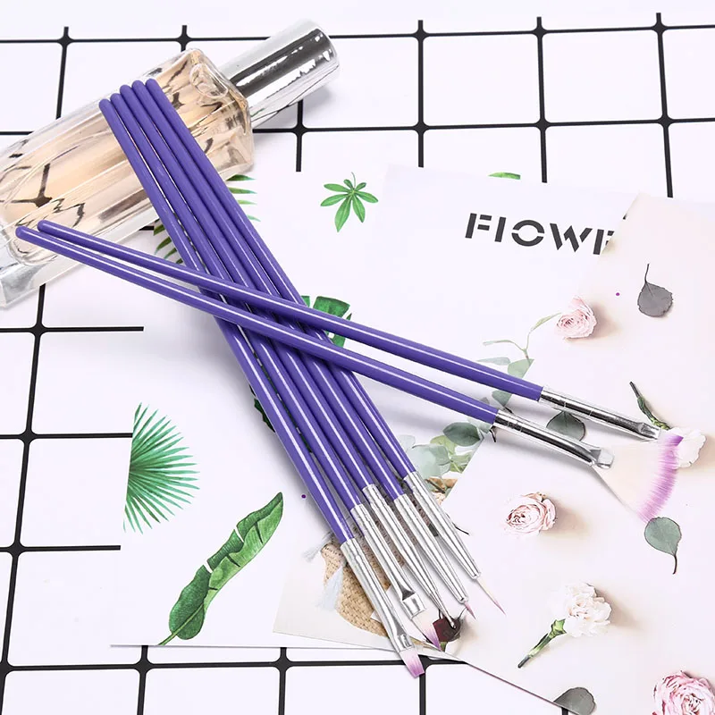 7 шт. дизайн ногтей ручка с кисточкой Раскрашивание веер для рисования полировка