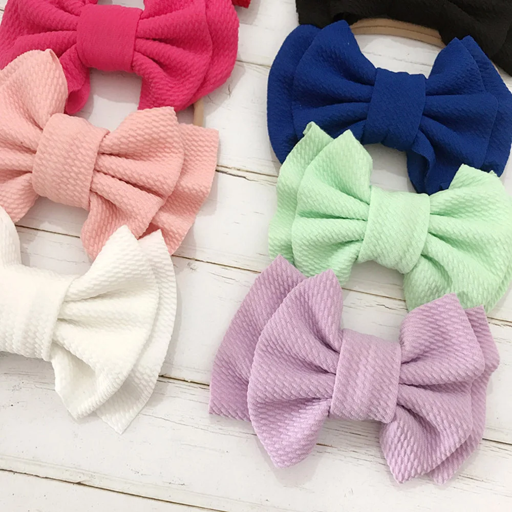 

9 Colors Lovely Big Bow Headbands DIY Double deck Bowknot Nylon Hair Bands For Baby Girls Children Head Wraps Hair Accessories