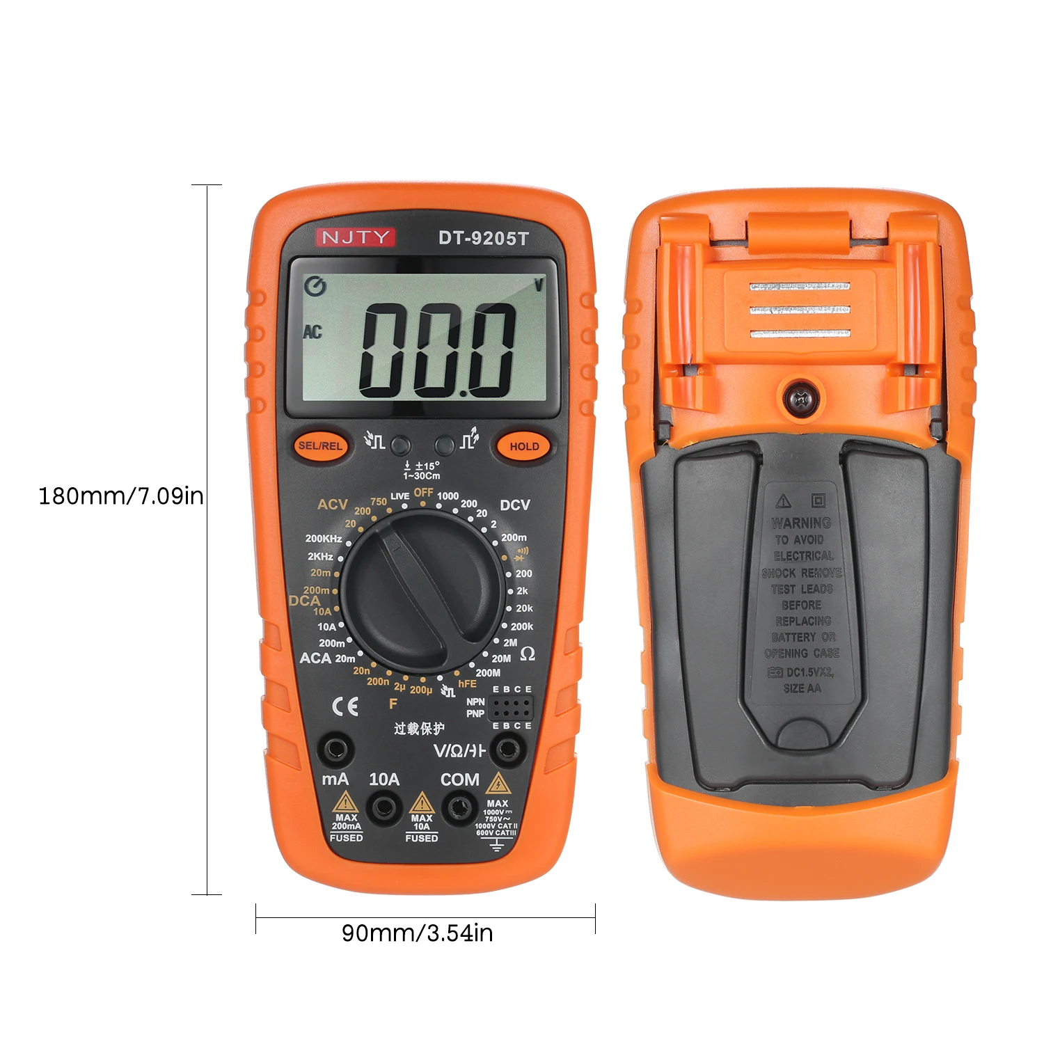 Мультиметр 2000 на DT-9208T отсчетов измеритель истинного среднеквадратичного