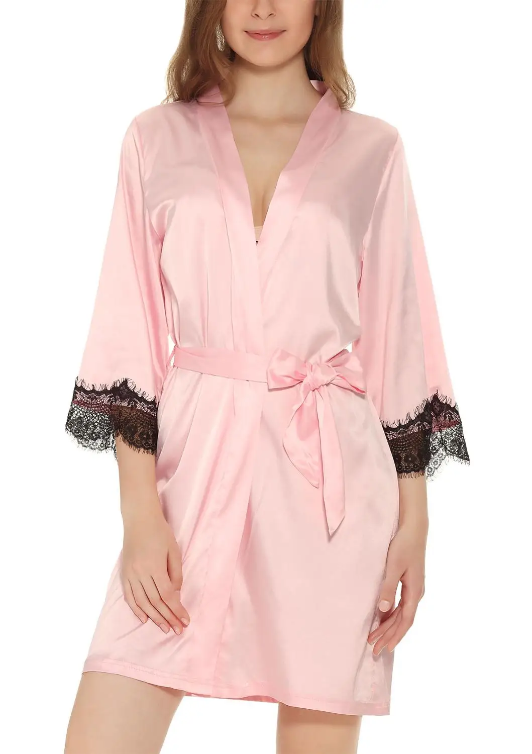 

Robe silk sexy robe size number - > L; color - > Pink