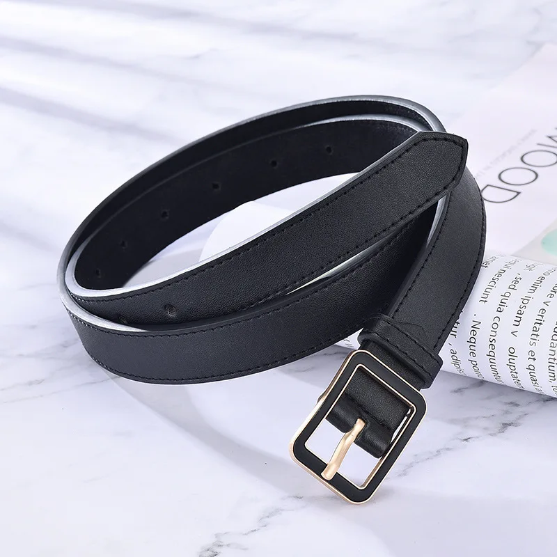 

Ремень Регулируемый из искусственной кожи Женский, повседневный однотонный пояс с квадратной пряжкой, модные аксессуары для джинсов и плат...