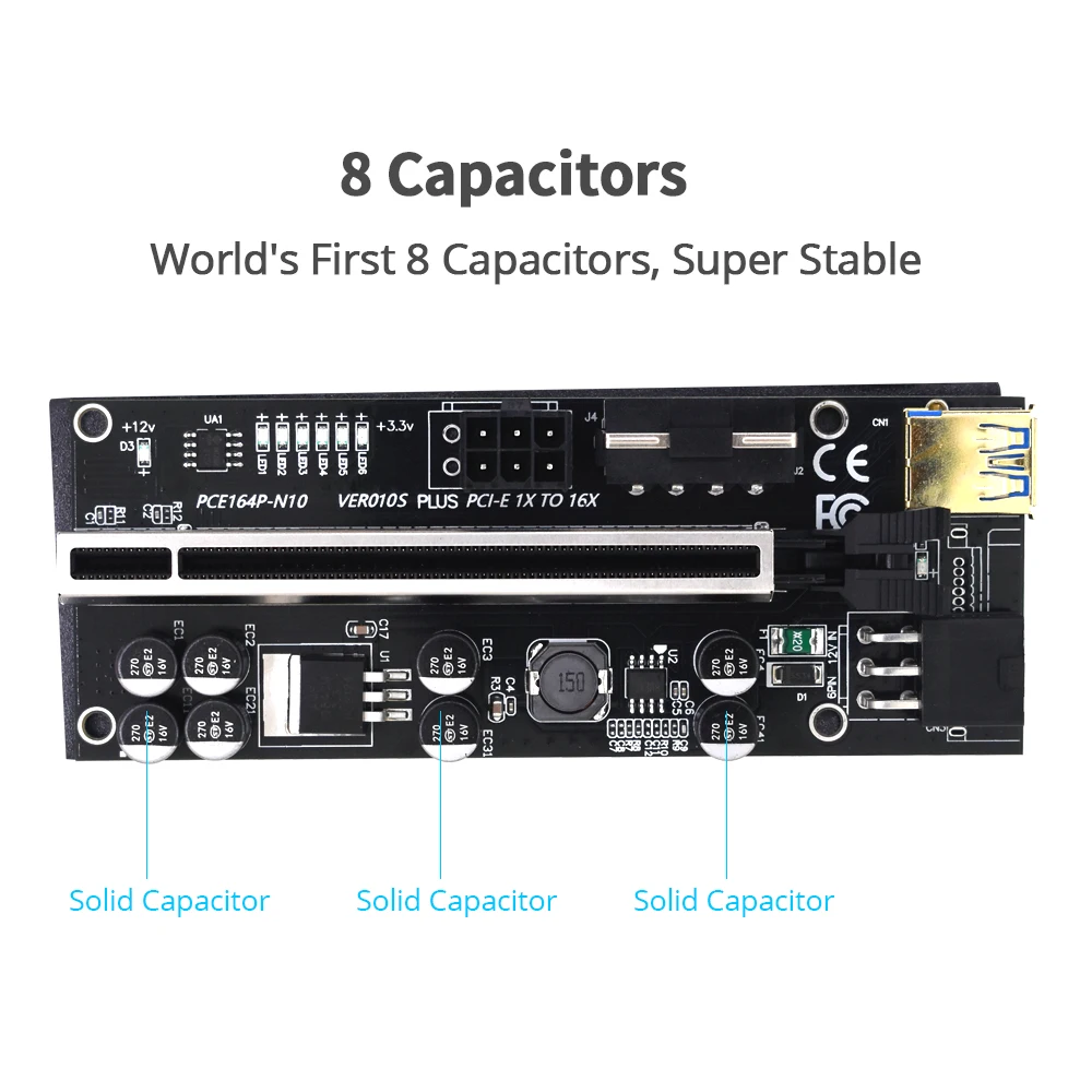 Кабель-Райзер TISHRIC VER010S PCIE 010s Plus SATA переходник с 15 контактов на 6 питания Pci Express X16