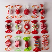 15 pcs murano handmade red glass candy pop art christmas ornament pendant table decor home decor table favors party favors