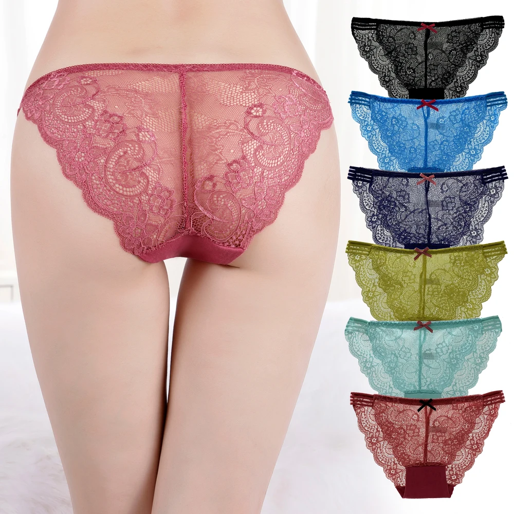 

Lot 6 PCS Underwear Women Sexy Full Lace Floral Ladies Pantites Briefs Nylon Low Rise Knickers Lingerie Underpants #9480