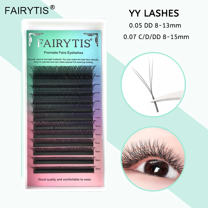 

FAIRYTIS 12 Lines YY Lash Premium Matte Black C D CC DD индивидуальное наращивание ресниц искусственная Y-образная фотобумага