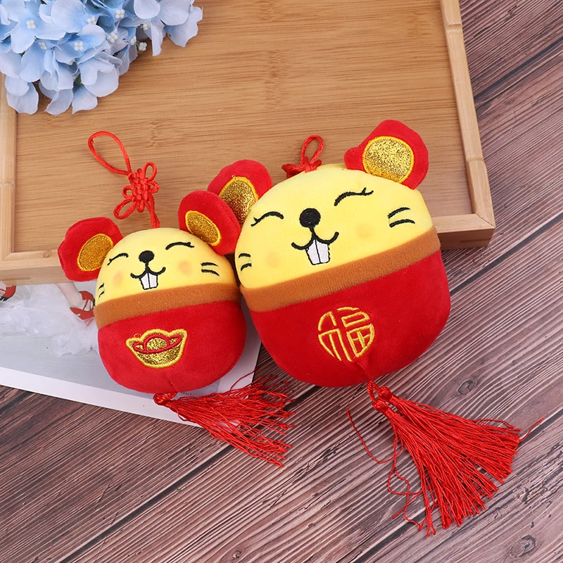 2020 год талисман крысы плюшевая игрушка красный китайский узел подвеска мышь