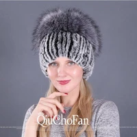 autumn and winter rabbit fur hat fur hat female korean fashion fashion imitation fox fur warm knitted woolen hat female hat