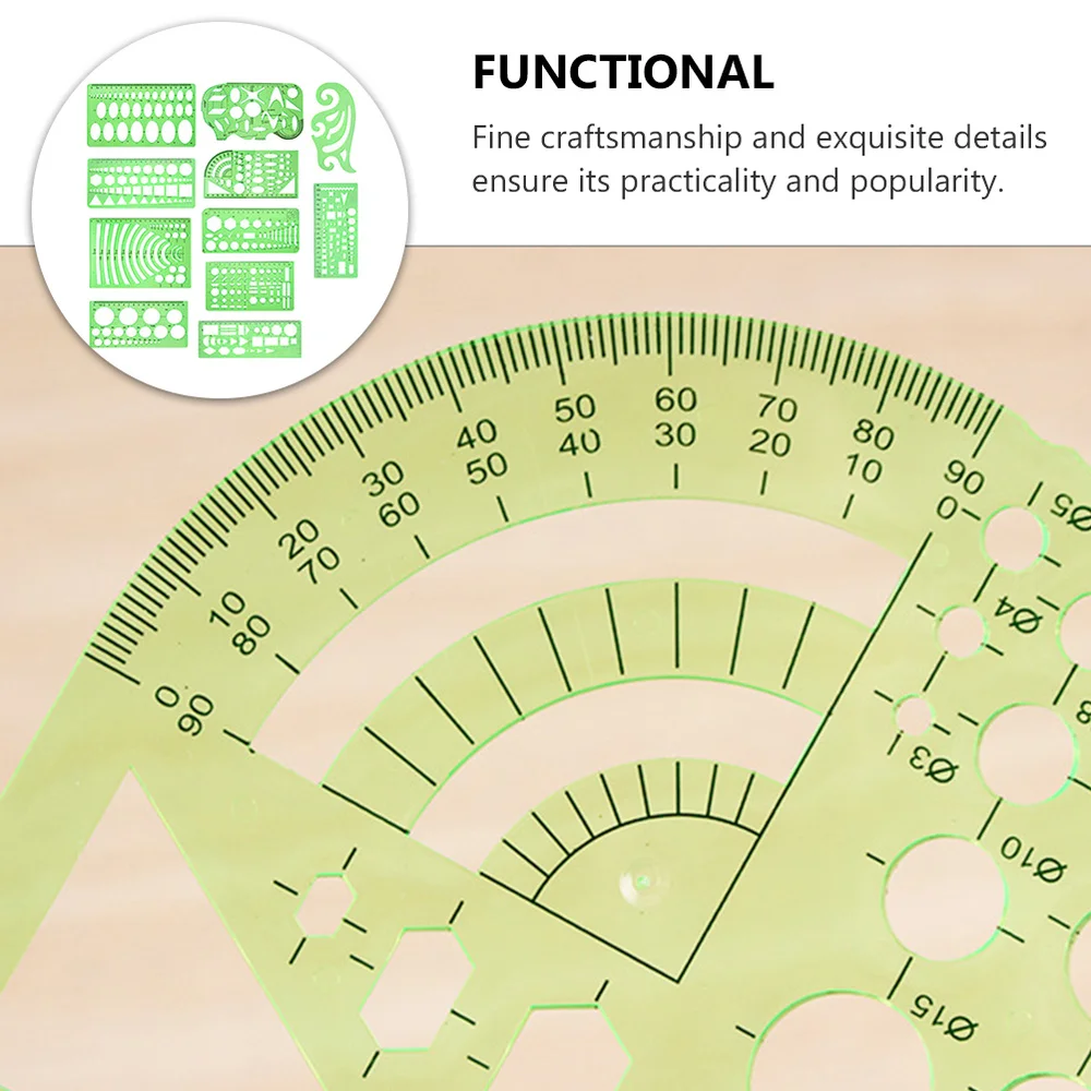 

11pcs Green Stationery Measuring Ruler Template Ruler School Supplies