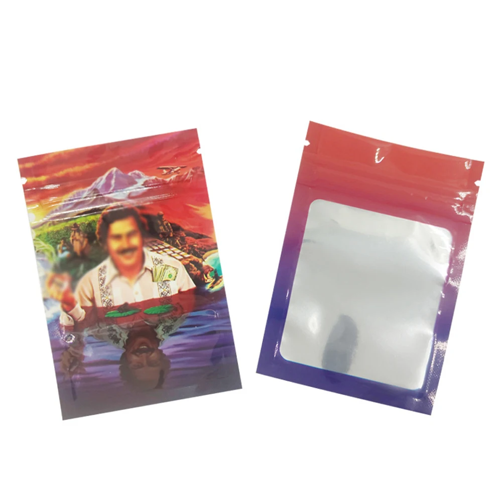 

100Pcs Cartoon Clear Window Aluminum Foil Bag Colorful Zip Lock Tear Notch Food Candy Reusable Reclosable Packaging Pouches