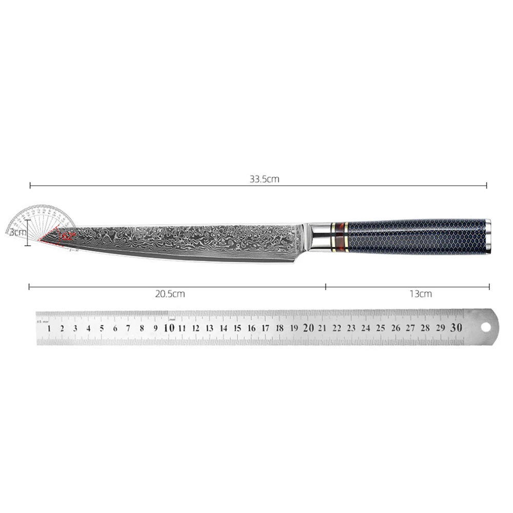 

8 Inch Japanese Sashimi Knife 9Cr18MoV 67 Layers Damascus Steel Slicing Fish Chef Sushi Filleting Ultra Sharp Kitchen Knife