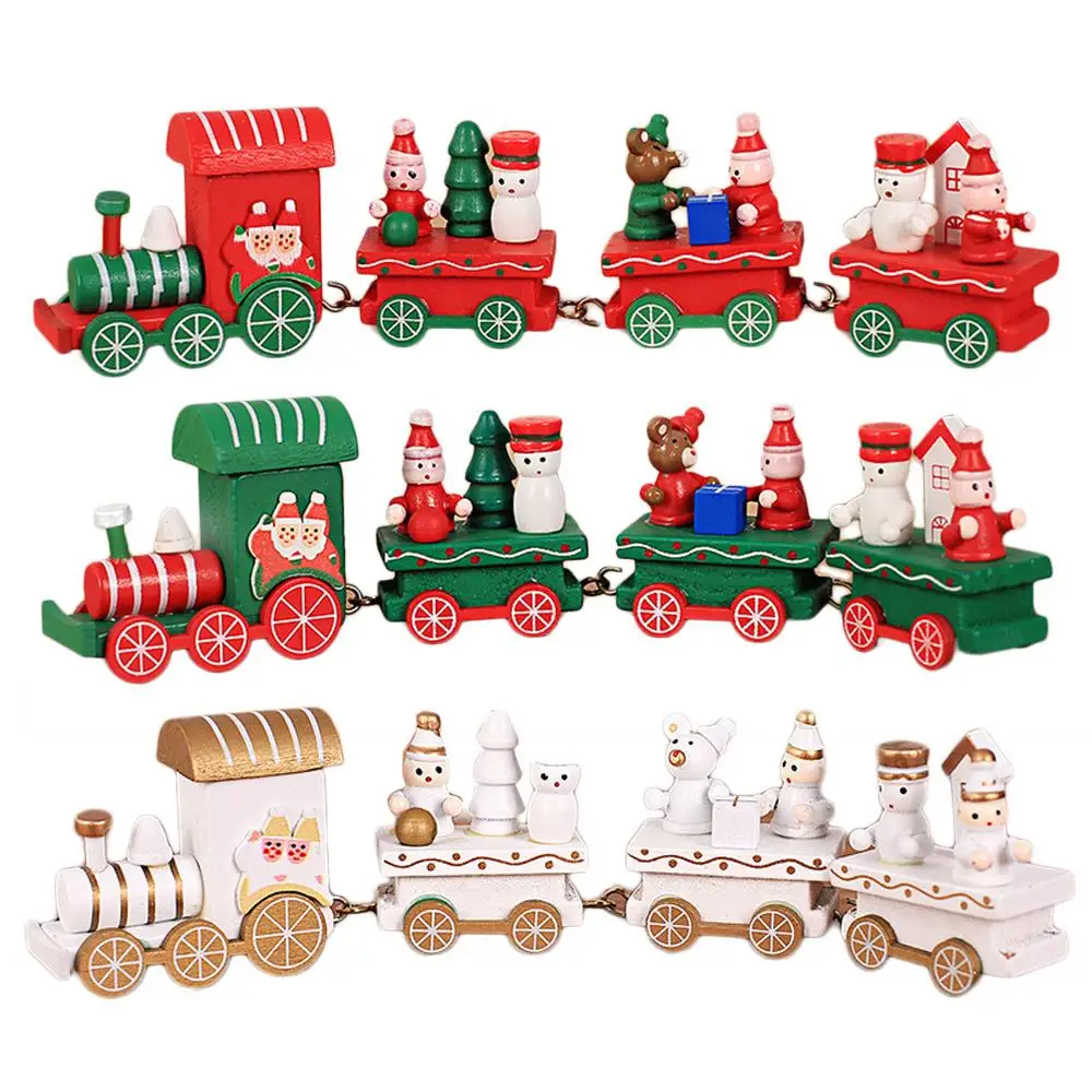 

Christmas Wooden Little Train Decoration Xmas Gifts Toys Cute Creative