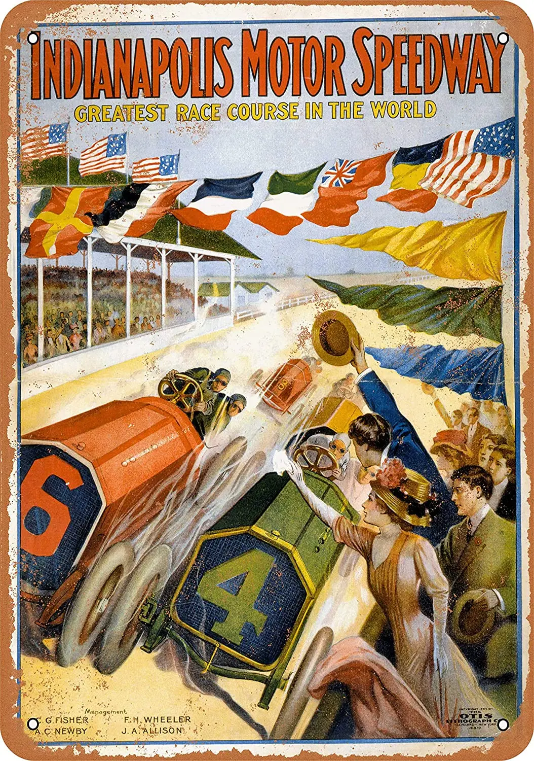 

WallColor 8*12 Metal Sign 1909 Indianapolis Motor Speedway Vintage Look