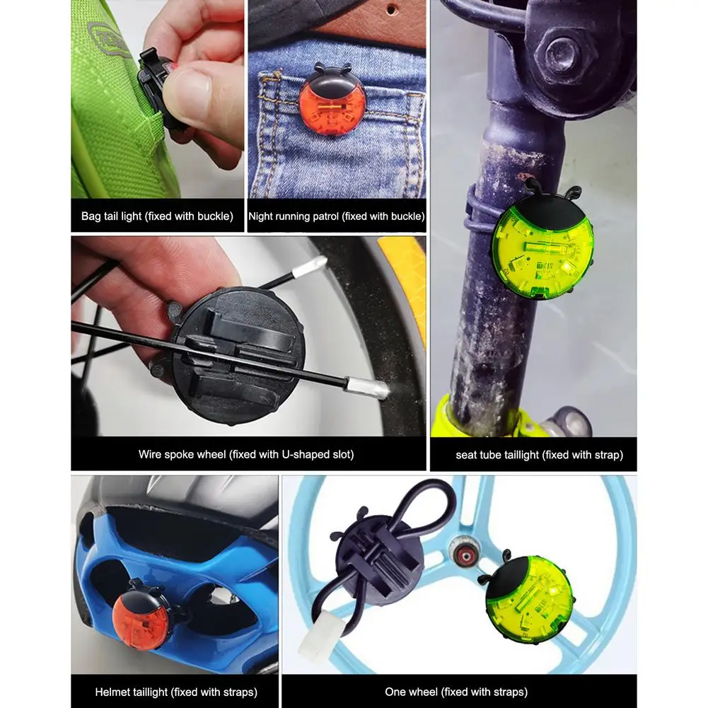 Яркие яркие перезаряжаемые велосипедные спицы в форме божьей коровки для