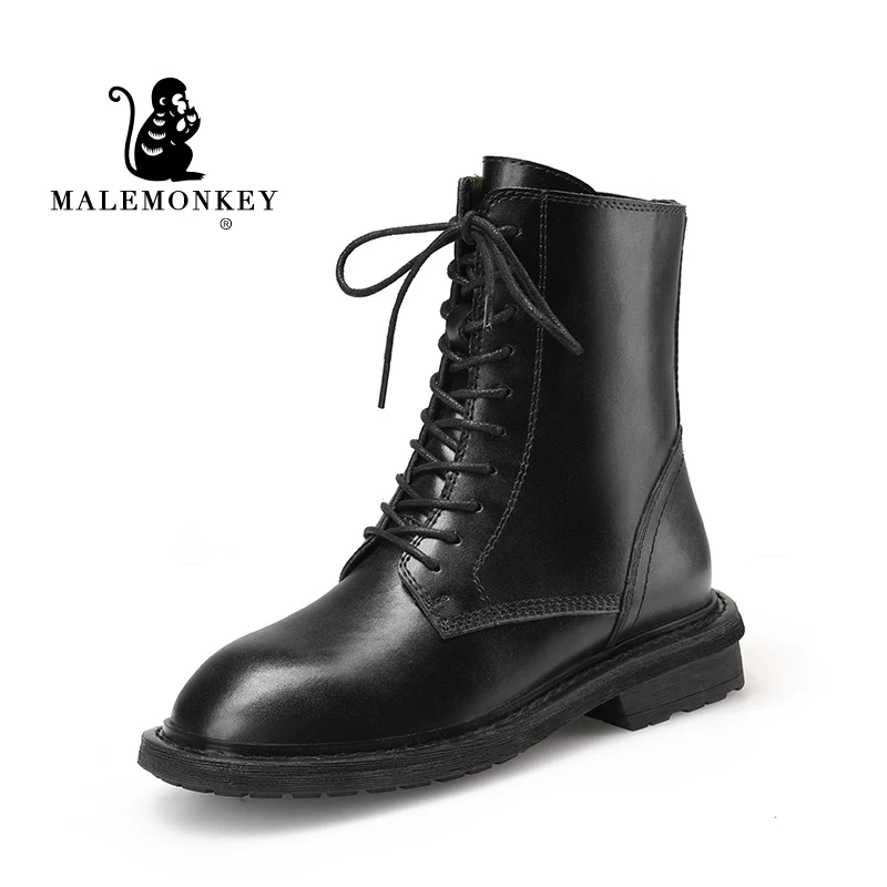 

2021 Designer Boots Women Luxury Winter Split Leather Shoes Trend Boots For Women Fashion Autumn Short Platform Boots Black
