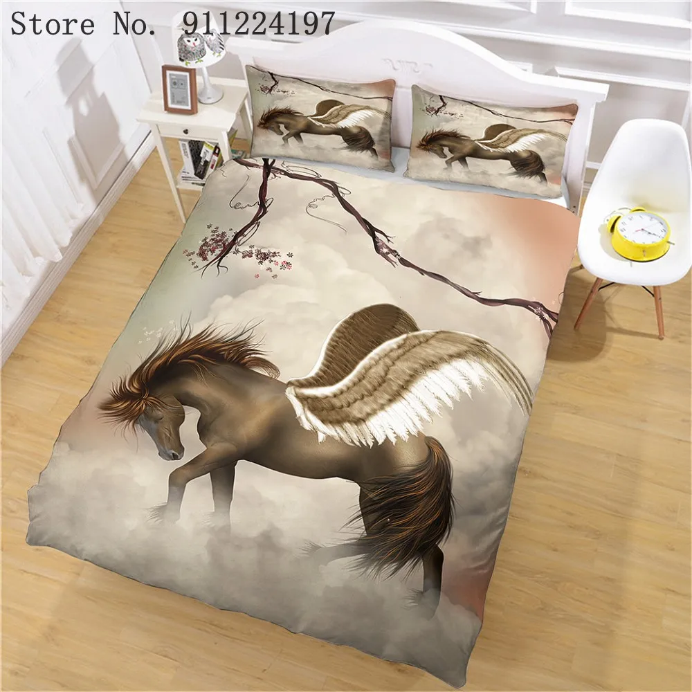 Животное Лошадь постельное белье одеяло Постельное 3D рисунком милого мишки 2/3 шт.