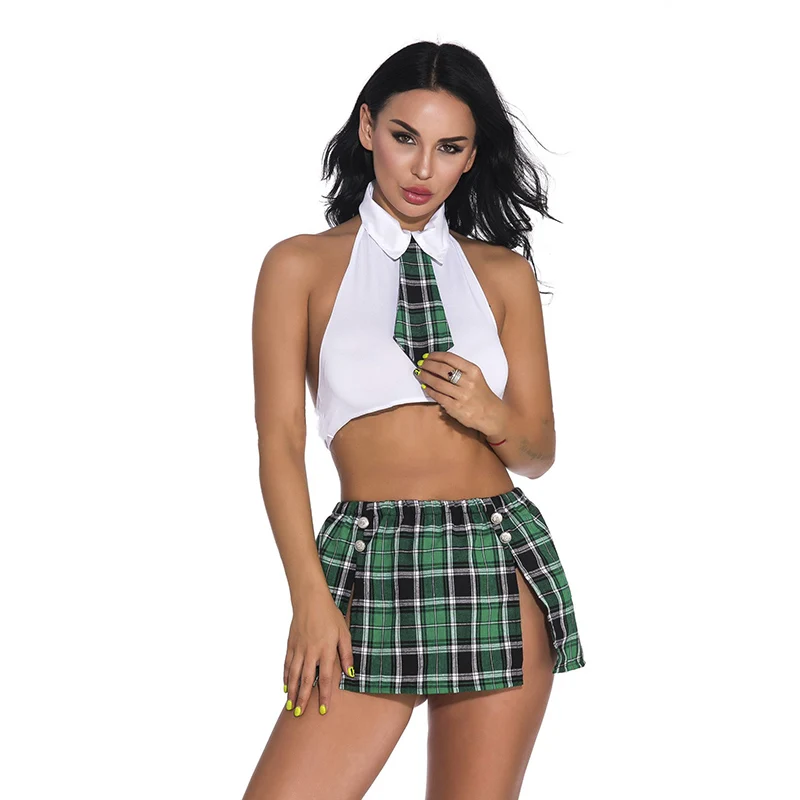 Сексуальный костюм школьницы Костюмы для ролевых игр клетчатая юбка Хэллоуина