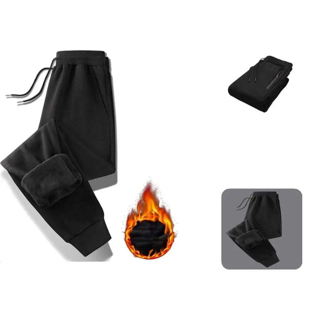 

Male Casual Loose Pockets Pants Autumn Winter Men Trousers Thicken for Sports