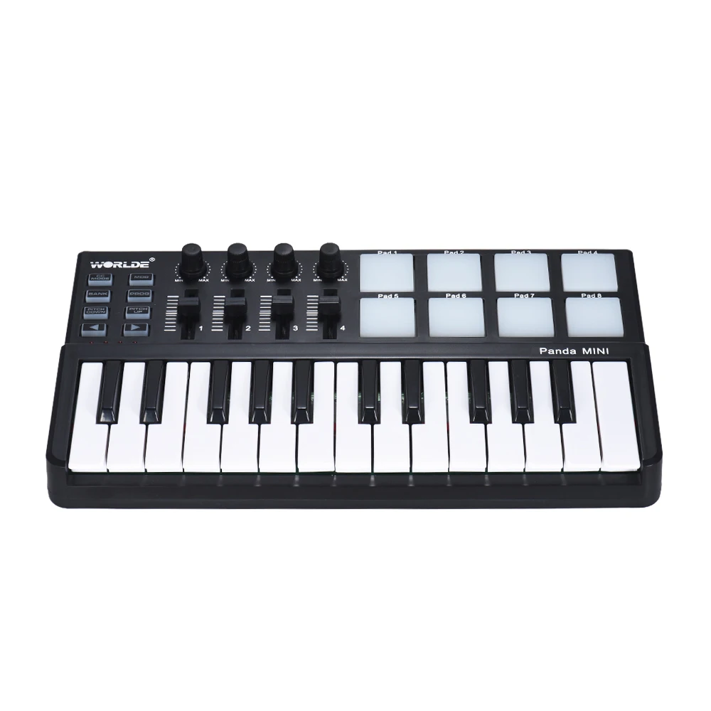 MIDI-контроллер WORLDE Panda 25 клавиш USB 8 RGB-подсветки триггерные подушки 6 35 мм педальные