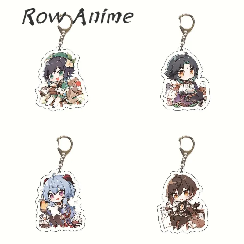 

Anime Genshin Impact Acrylic Figure Keychains Xiao Zhongli Phone Pendant Key Chain Cosplay Pompom Yaiba BL Keyrings Gift