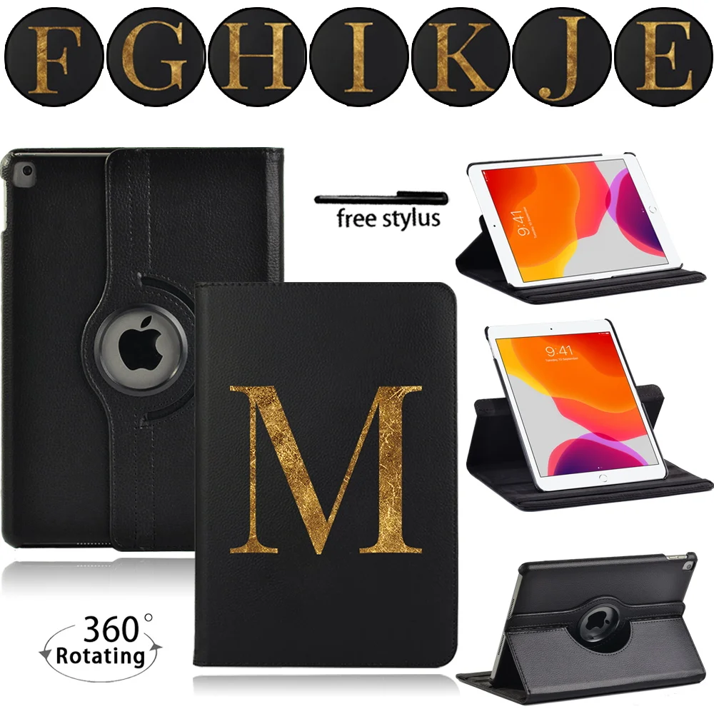 

For Apple IPad 7th Gen (2019)/IPad 8th Gen (2020) 10.2" Drop resistance 360 Rotating Pu Leather Bracket Tablet Cover Case+Stylus