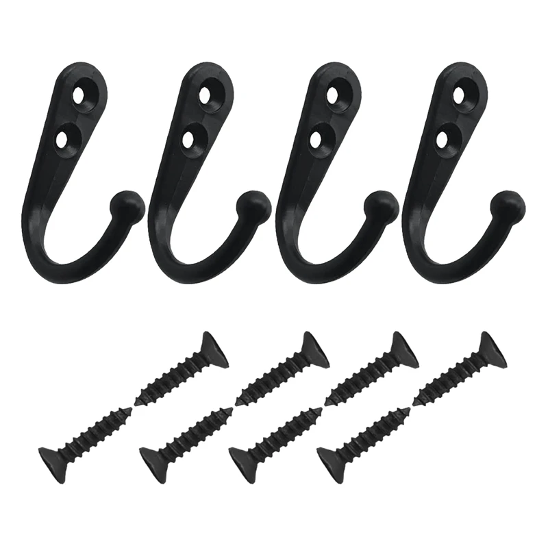 

30 Pieces Coat Hooks Wall Mounted Robe Hook Single Coat Hanger No Scratch and 60 Pieces Screws Black
