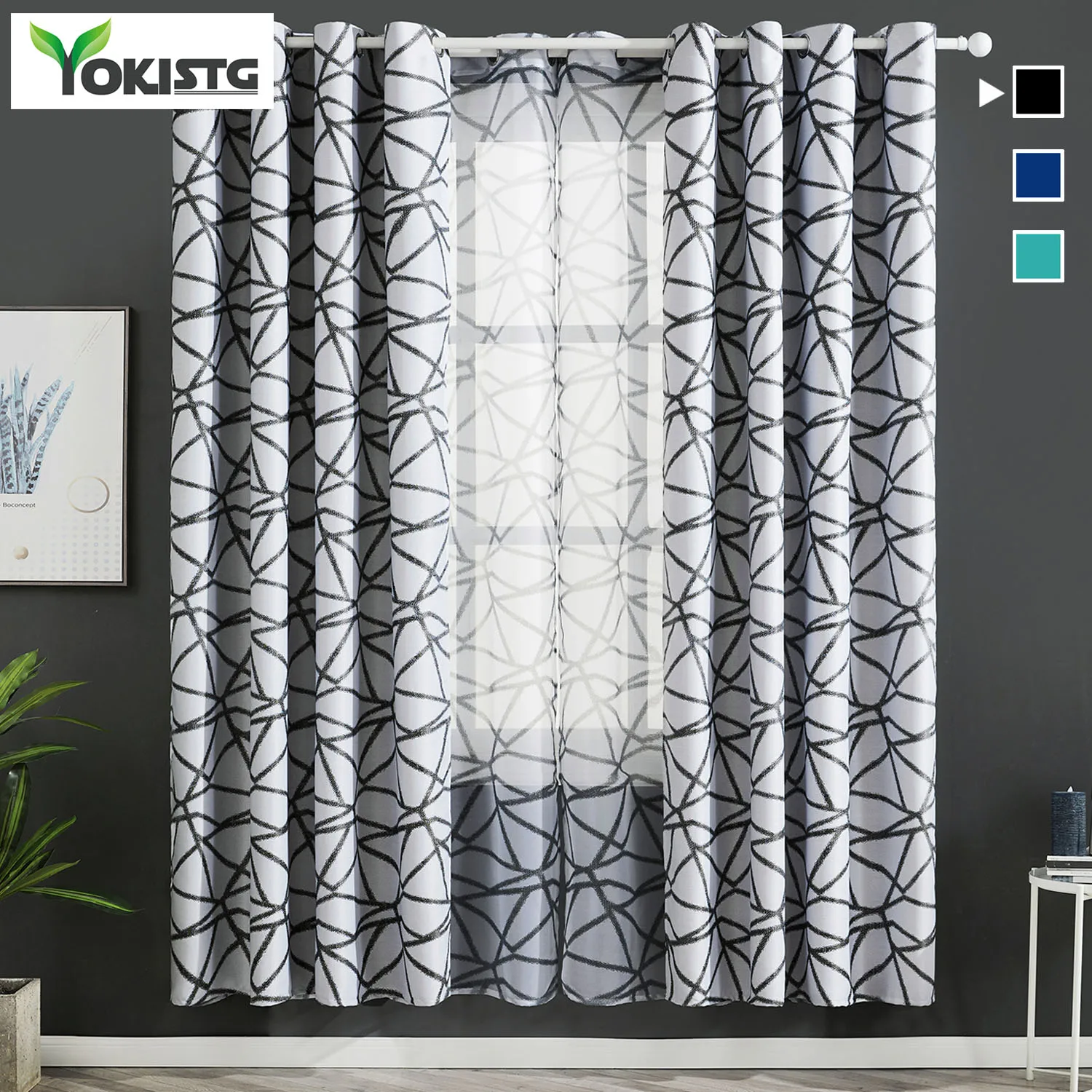 

YokiSTG Blackout Curtains For Living Room Bedroom Irregular Stripes Thermal Pattern Window Treatment Drapes Home Decorative