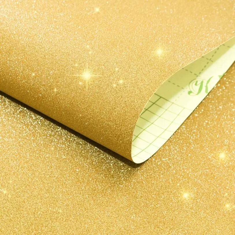 

Luxury Flash Wallpaper 3d Chunky Silver Gold Glitter Wallpapers diy Self Adhesive Furniture Decor Table Drawer Mat Sticker EZ259
