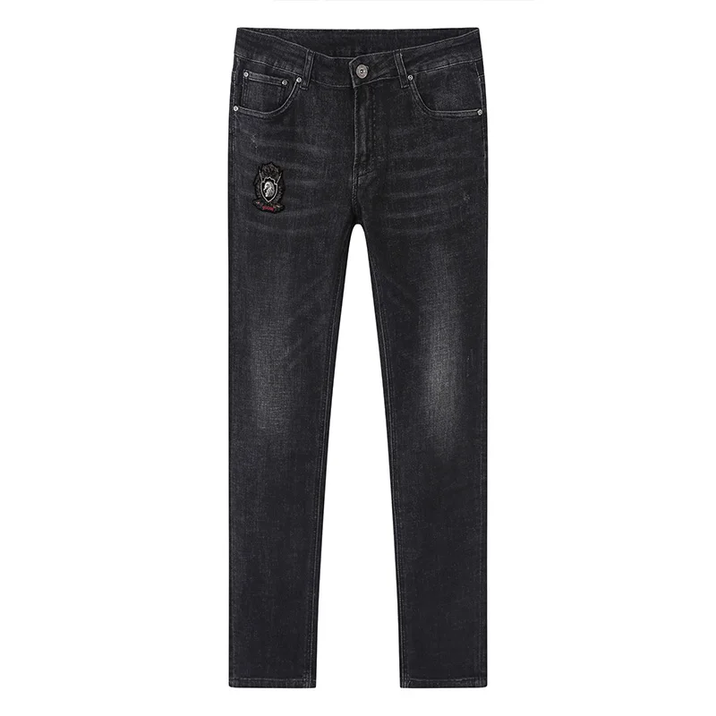 

LKSD Autumn Winter New Causal Embroidery Straight Men Jeans Fashion High Waist Slim Fit Ankel-length Men's Jeans T17200076