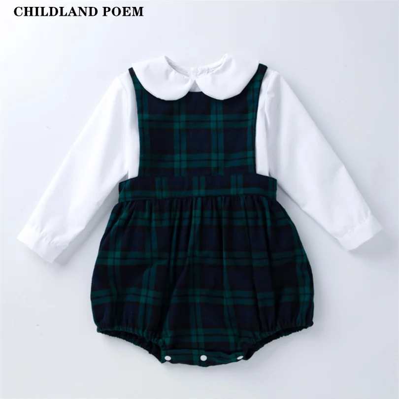 

Baby Boys Girls Clothes Newborn Spring Plaid Baby Clothing Set Romper Jumpsuit + Shirts Tops 2Pcs Baby Outfits Toddler Girl Suit