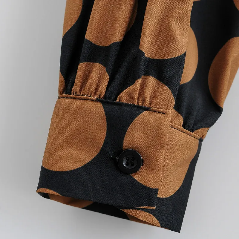 

Women's Dot Print Long Sleeve Dress 2021 New Spring Autumn Elegant V Neck A Line Maxi Sashes Office Lady Party Dress Vestidos