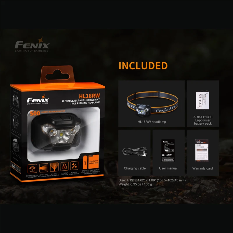 Fenix HL18RW USB Перезаряжаемые 500 люмен заливающий луч/точечный светодиодный налобный