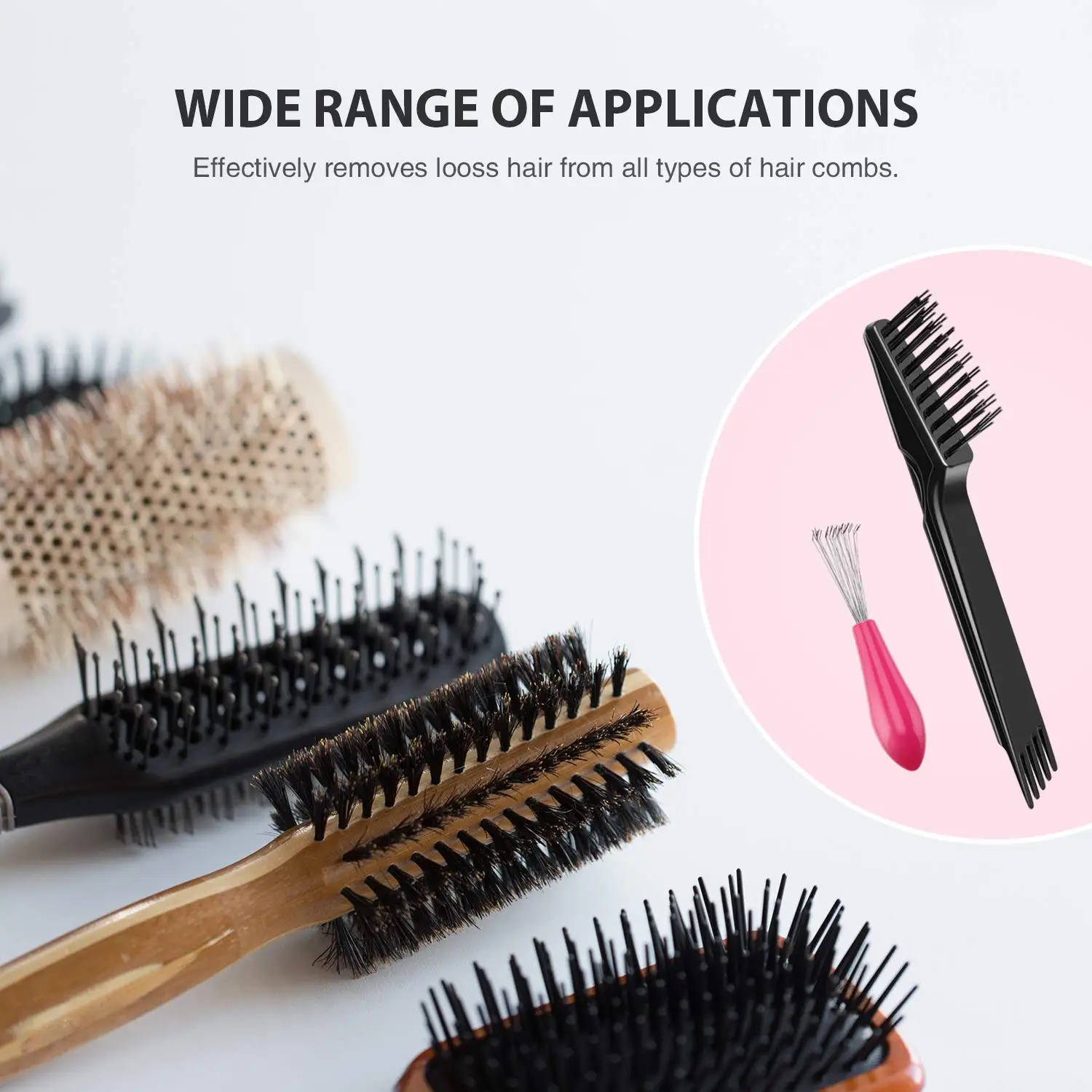 

2pcs Mini Hair Combs Cleaner Brush Embedded Tool Plastic Cleaning Remover Handle Hair Brush Hair Care Salon Styling Tools