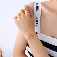 yaonuan korean trendy wrist jewelry accessories for women titanium steel love footprint gold plated bracelet cute students gifts